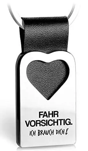 Die besten Geschenke für Papa 132 Test besten Geschenke für Papas: Fabach Herz Schlüsselanhänger mit Gravur aus Leder