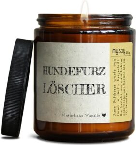 Test Geschenke für Hundebesitzer: PräsenteEnte Glücklicht Duftkerze mit Spruch für Hundebesitzer