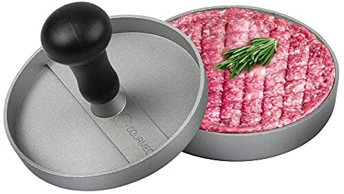 Edelstahl Burgerpresse Mit Silikongriff (blau) – Auch Als Grillpresse Oder Knoblauchpresse Nutzbar