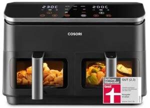 Die beste Heißluftfritteuse mit Doppelkammer 34 Test Heißluftfritteuse mit zwei Kammern: Cosori R901 Dual Basket