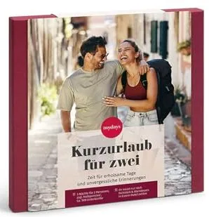 Die besten Valentinstagsgeschenke für Männer 18 Test Valentinstagsgeschenke für Männer: Mydays Geschenkbox Kurzurlaub für Zwei