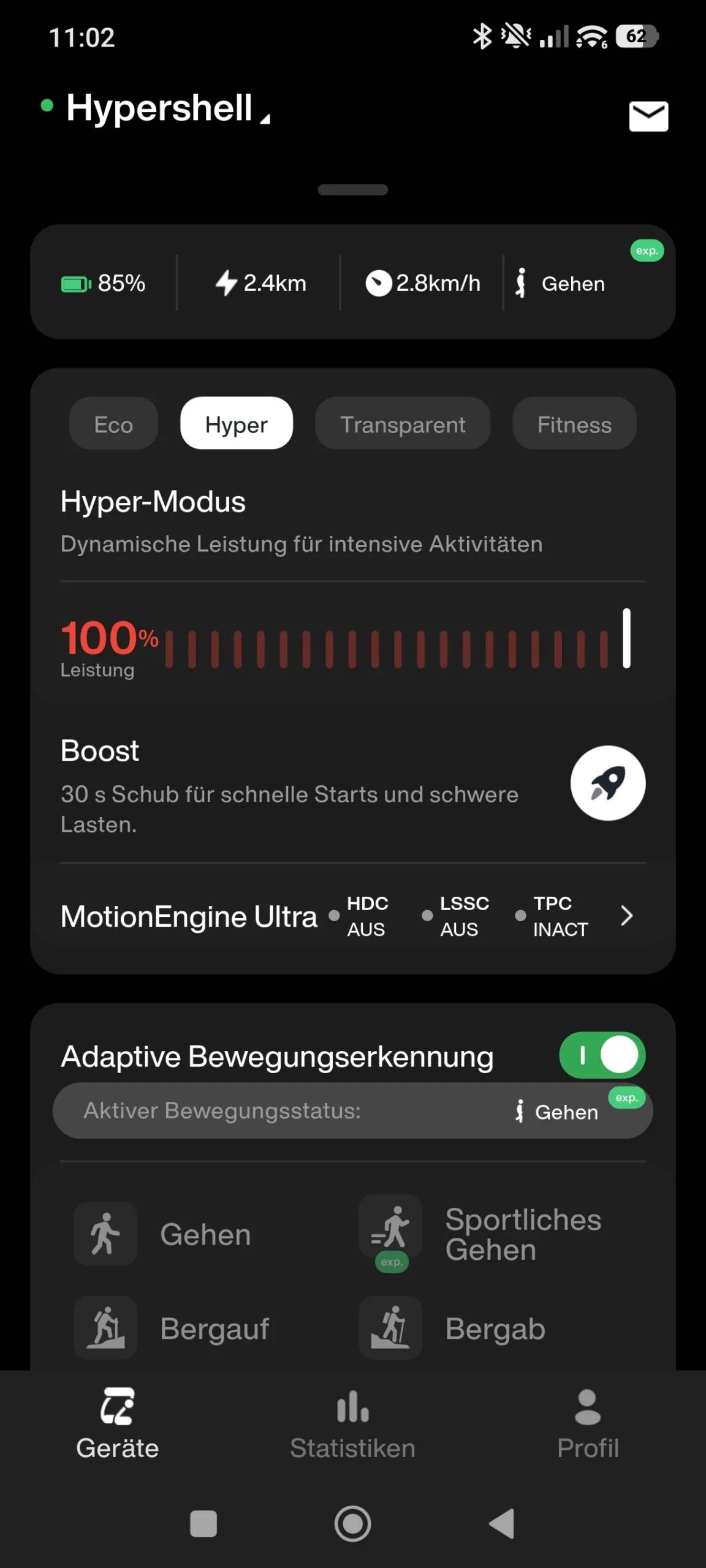 Mit dem Exoskelett zu neuen Höhen? Das Hypershell X Ultra im Test 12 Mit dem Exoskelett zu neuen Höhen? Hypershell X Ultra im Check Test: Screenshot 02 17 11 02 51 060 Com.hypershell.hypershell