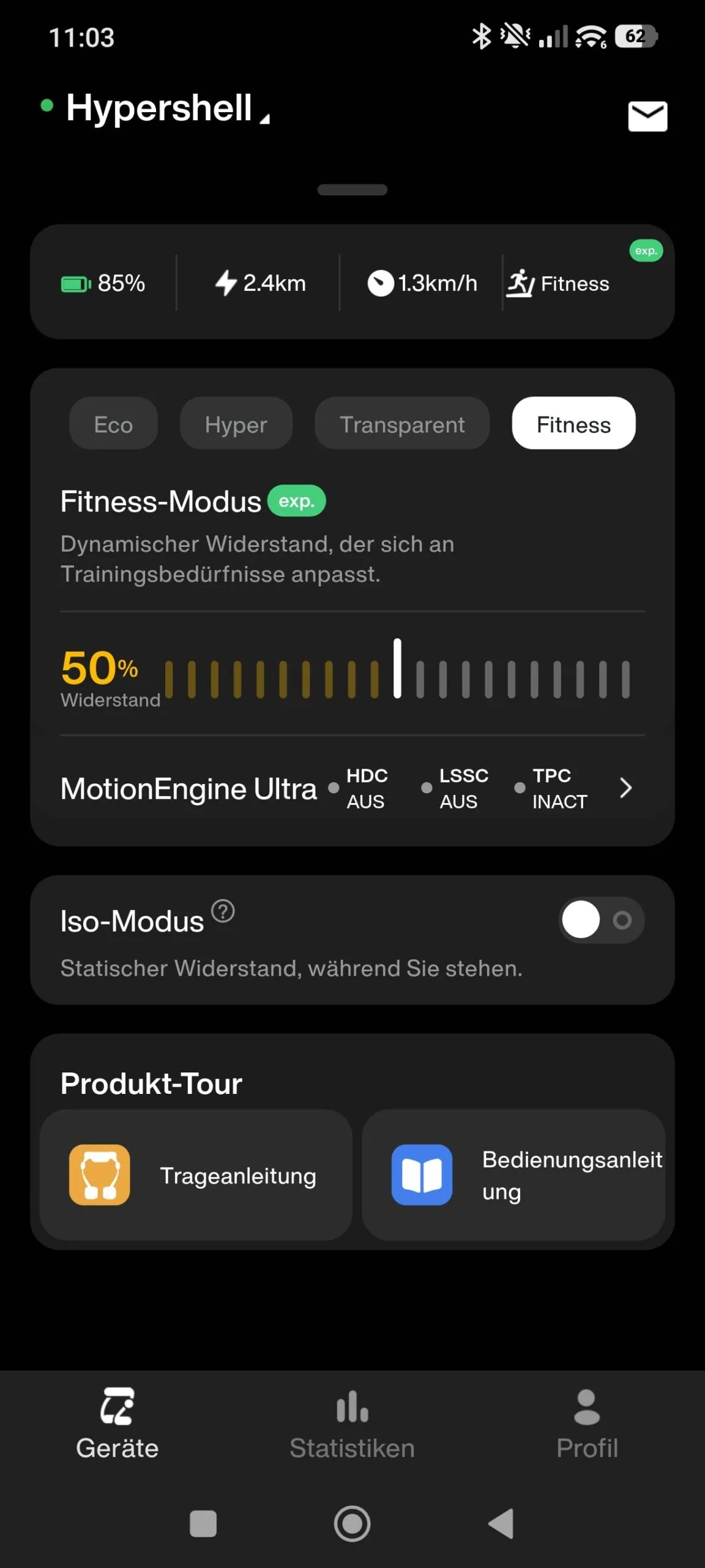 Mit dem Exoskelett zu neuen Höhen? Das Hypershell X Ultra im Test 14 Mit dem Exoskelett zu neuen Höhen? Hypershell X Ultra im Check Test: Screenshot 02 17 11 03 12 832 Com.hypershell.hypershell