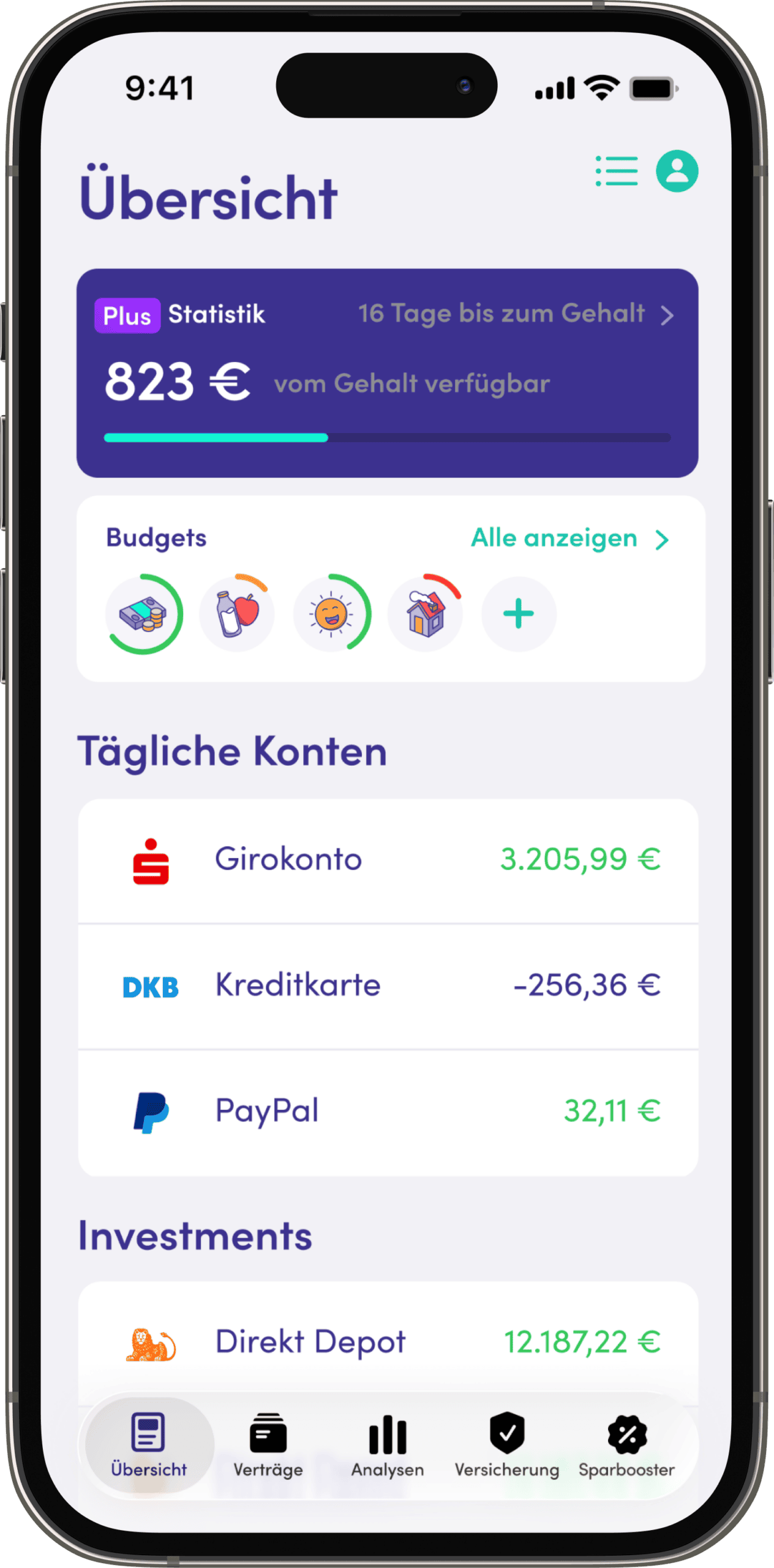 Finanzen organisieren: So schaffen Sie Ordnung in Konten, Verträgen und Ausgaben 4 Screenshot der App Finanzguru