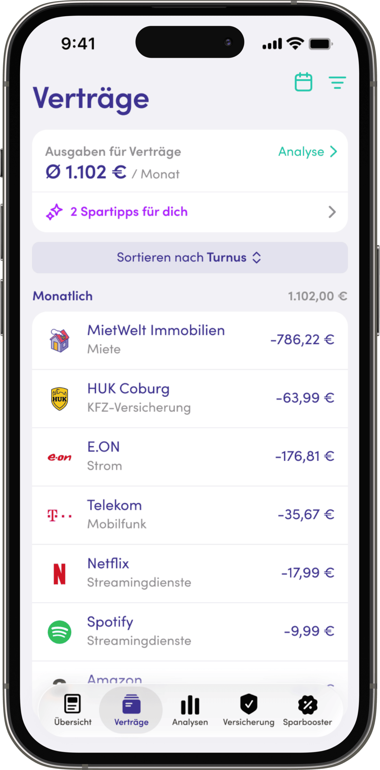 Finanzen organisieren: So schaffen Sie Ordnung in Konten, Verträgen und Ausgaben 7 Screenshot der App Finanzguru