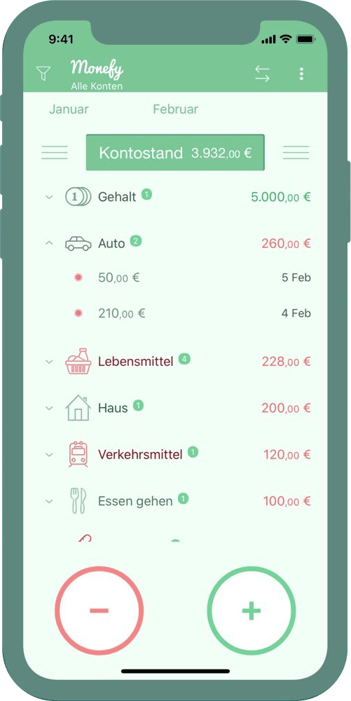 Finanzen organisieren: So schaffen Sie Ordnung in Konten, Verträgen und Ausgaben 13 Screenshot App Monefy
