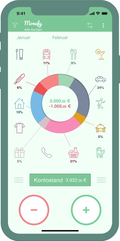 Finanzen organisieren: So schaffen Sie Ordnung in Konten, Verträgen und Ausgaben 14 Screenshot App Monefy