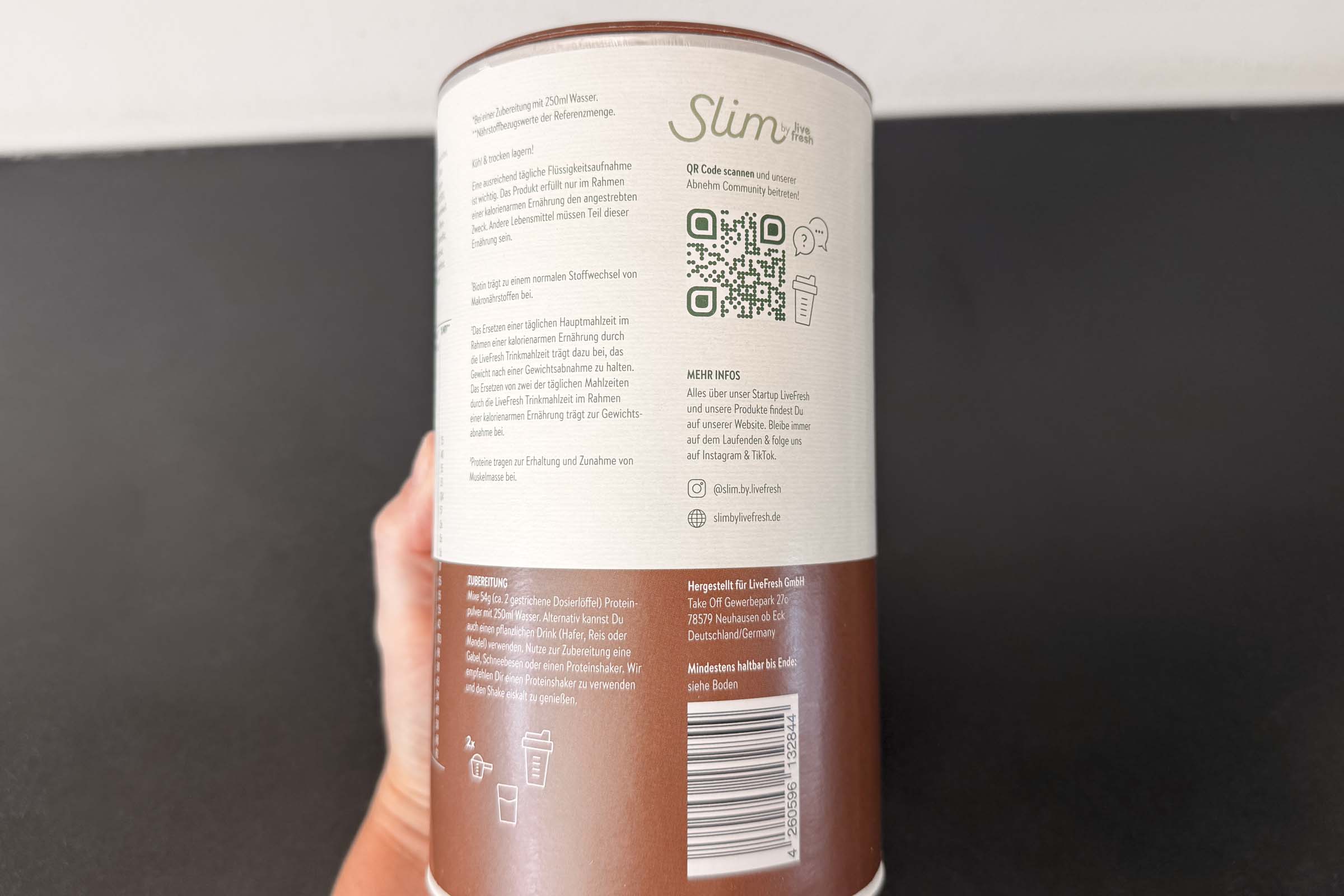 Einfach Kalorien z&auml;hlen: Live Fresh Slim Shake im Test Test: Shake Schoko